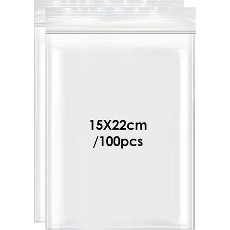Plastic Zip Bag, 15 x 22 cm Resealable Clear Bag Small Size (1/5)