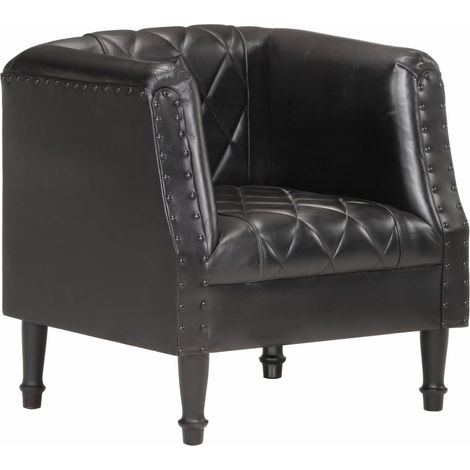 Fauteuil Noir Cuir véritable de chèvre (1/5)