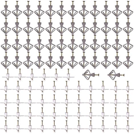 [JAMAIS UTILISÉ]100 Pack High Performance Plasterboard Wall Plugs and Screws with Screws, for Drywall and Plasterboard - Ideal for TV Wall Mounts and More (1/5)