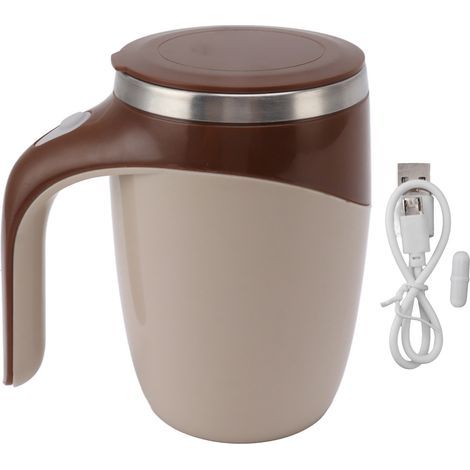 Mug à café magnétique automatique, alimenté par piles, avec revêtement en acier inoxydable, marron (1/5)