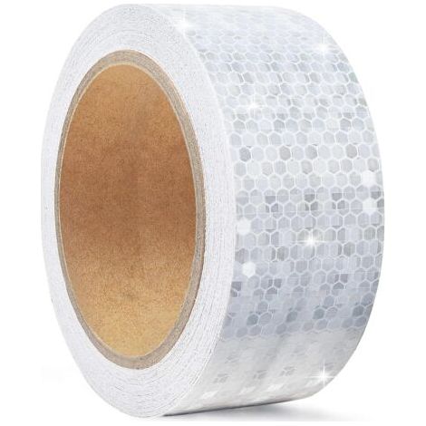 CSPARKV 5 cm x 10 m Reflektorband, selbstklebend für den Außenbereich, fluoreszierendes Motorradhelmband, weißes wasserdichtes Reflektorband, Warnband für Autos, LKWs und Straßen (1/5)