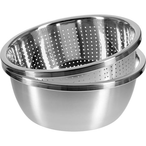 Passoire à pâtes en acier inoxydable - Passoire de cuisine - Passoire à légumes - 22 cm - Avec bol, passoire de cuisine pour laver les pâtes, les fruits, les légumes - Passe au lave-vaisselle (1/5)