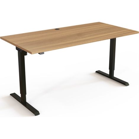 STIER Bureau électrique réglable en hauteur 501-20 160 × 180 cm Noyer Noir (1/5)
