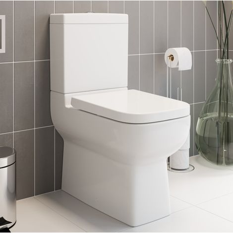 Close Coupled Back to Wall Rimless Toilet Ceramic Cistern Pan & Soft Close Seat (1/5)