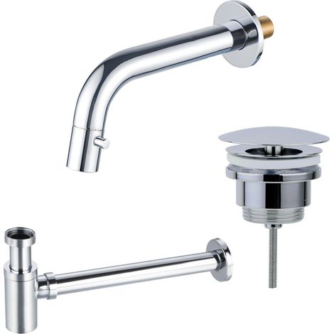 Fortifura Calvi Robinet lave-mains - encastrable - bec 18cm - à raccourcir - siphon - bonde non-obturable - chrome (1/5)