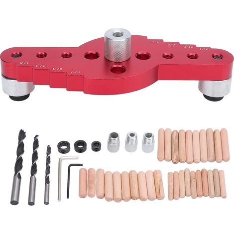 Ensemble de 42 pièces pour le perçage du centre des trous de menuiserie : positionneur de perçage droit autocentrant pour l'installation de supports d'étagères (1/5)