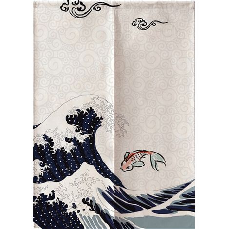 Rideau japonais 85x120 cm en polyester, demi-rideau de cuisine, séparation pour chambre, décoration intérieure, voilage de porte (1/5)