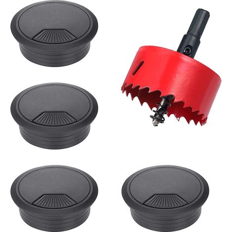 4 pièces Couvercle de Trou de Câble en Métal 60 mm Noir, Passe Câbles Bureau Oeillet,Cable Couvercle de Trou,pour Organisateur de (1/5)