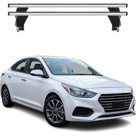 OMAC Dachträger Querträger Alu für Hyundai Accent V Limo 2017-2023 – Abschließbar – T-Nut – City-Crash-getestet – Max. 50 kg Silber (1/5)