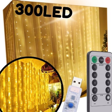 Rideau lumineux LED 300 LED effet stalactite 3x3m USB (1/5)