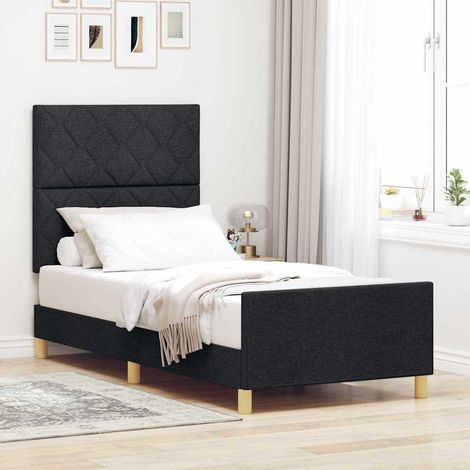 Estructura de cama con cabecera Negro 100 x 200 cm tela
