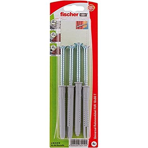 Fischer 4x chevilles à longue tige SXRL 10x80 T vis à tête fraisée - 62410