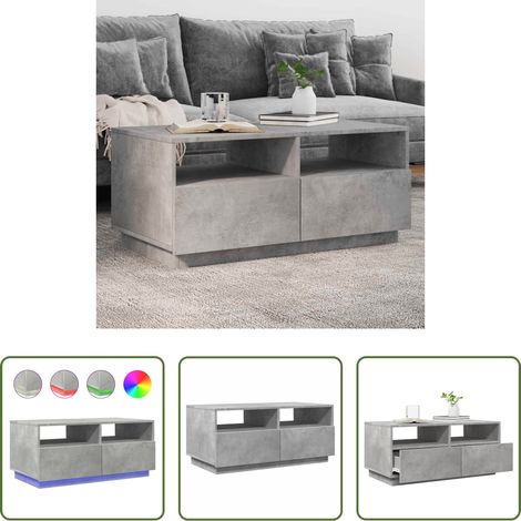 LED Beleuchtung - Couchtisch mit LED-Leuchten Betongrau 90x49x40 cm (1/5)