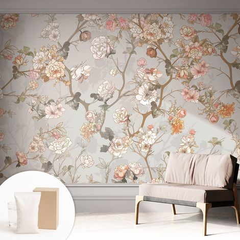 Papier peint intissé mural pour salon chambre à coucher tendance et originale - Colle incluse gratuite Motif romantique 312x219 cm (1/5)
