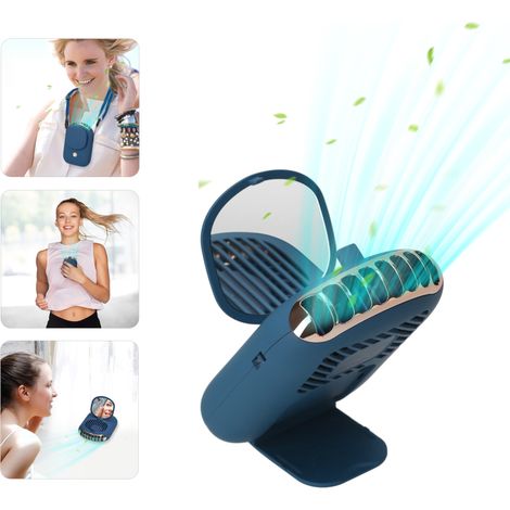 Mini Ventilateur Cou – Miroir Cosmétique – 3 Vitesses – Pliable – Maison/Bureau – Pratique (1/5)