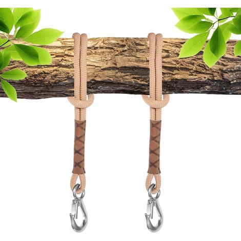 Accesorio para columpio de árbol, 2 piezas, correa de cuerda ajustable de 60 cm para colgar hamacas con mosquetón. (1/5)