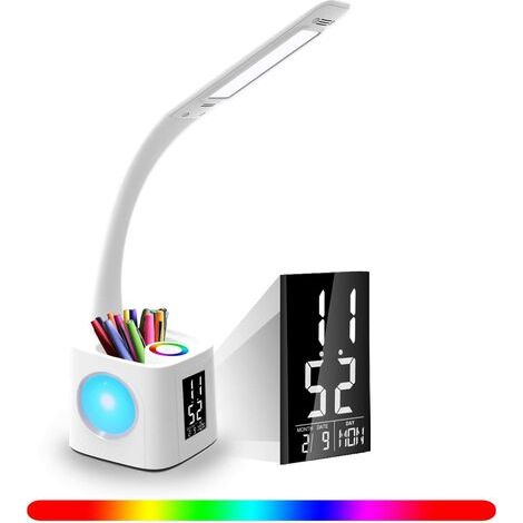 Lampe de bureau porte-stylo avec calendrier perpétuel protection oculaire LED couleur tactile gradation étudiant blanc (1/5)