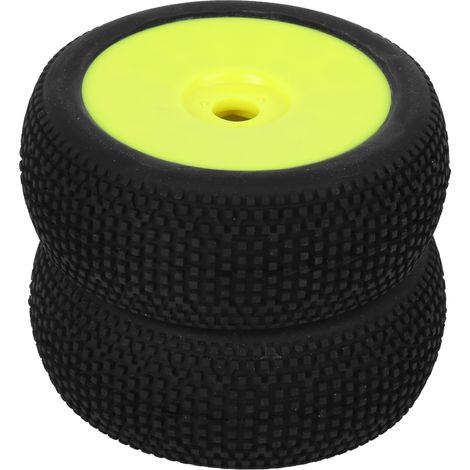 2 pneus en caoutchouc RC, moyeu de roue hexagonal de 17 mm pour buggy, camion tout-terrain et voiture crawler 1/8 (jaune) (1/5)