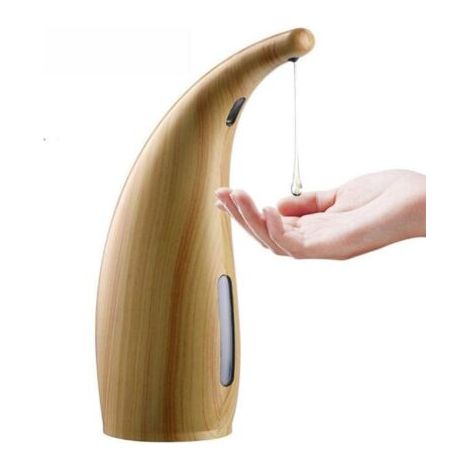 Distributeur de Savon Automatique, sans Contact Distributeur de Savon avec Capteur Infrarouge, étanche IPX6, pour Famille, école, Bureau, Hôtel, Restaurant (Bois Clair) (1/5)