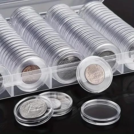 100 Stück Kunststoffkapseln 30 mm für Münzen, 100 Stück, 30 x 30 x 2,5 mm (1/5)
