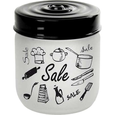 MAURY'S BARATTOLO CANDY IN VETRO SATINATO CON TOP NERO 425 CC 9X9 CM PER SALE