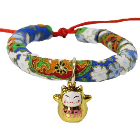 Collier Pour Chat Et Chien - Tissu Réglable Avec Clochette - Motif Imprimé - Taille M (1/2)
