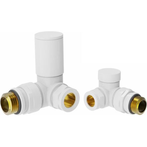 Heatwave Round White Corner Radiator Valves Pair
