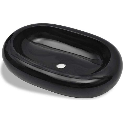 Maison Exclusive - Vasque ovale céramique Noir pour salle de bain (1/5)