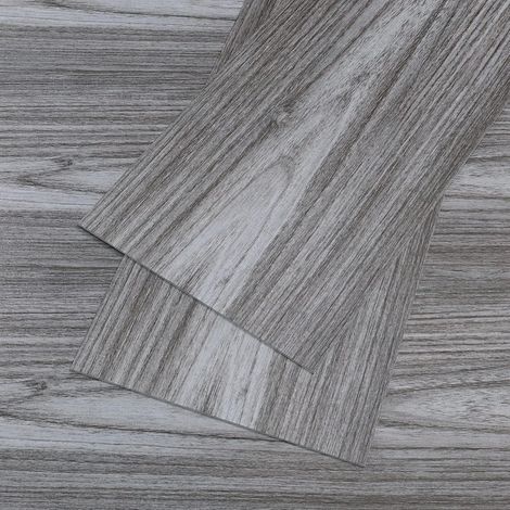 sol PVC Adhésif Bois Gris Dalle Adhésive Salle de Bain Stickers Effet Bois Dalle Adhésif Cuisine Garage 90cm×15cm 4 Pièces (1/5)