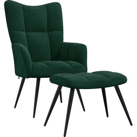 Maison Exclusive - Relaxsessel mit Hocker Dunkelgrün Samt (1/5)