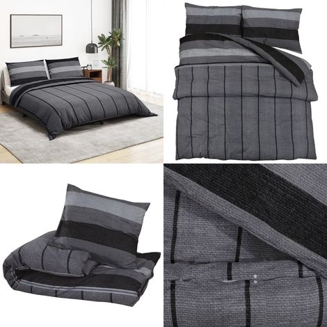 Ensemble de housse de couette gris foncé 240x220 cm Coton - Housses De Couette - Literie - Drap Housse - Linge De Lit - Coton - Home & Living (1/5)