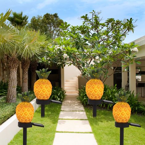 Lampe solaire LED, lampe cactus extérieure à fixer au sol, lampe solaire étanche pour cour extérieure, décoration pour plantes, éclairage paysager pour jardin, villa et pelouse (motif ananas) (1/5)
