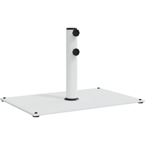 Base de parasol rectangulaire stabilisante avec 3 adaptateurs 60,5 x 41 x 38 cm en acier blanc