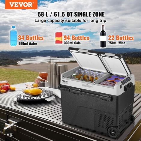 Réfrigérateur Portable 58 L, Mini Frigo de Voiture sur Roulettes 12 V, Glacière à Double Zone Température Réglable -20 °C à 20 °C, Congélateur à Compression pour Maison Camion Bateau Camping (1/5)