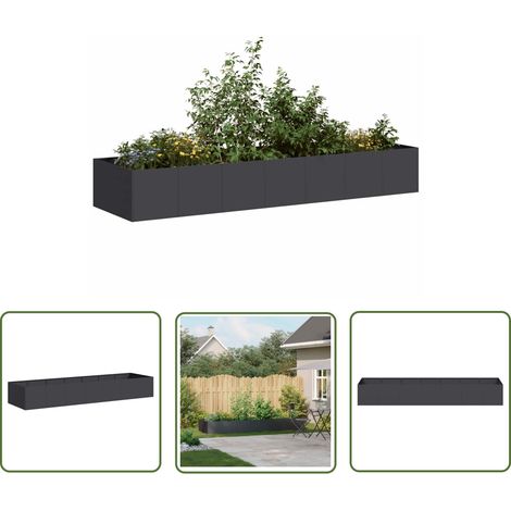 vidaXL Jardinière noir 280x80x40 cm acier (1/5)