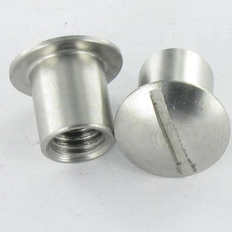 Vis Express – Ecrou relieur tête bombée fendue 8x9 M6x8 inox – Pour fixation métal – 1 pièce – Résistant à la corrosion - Inox-1