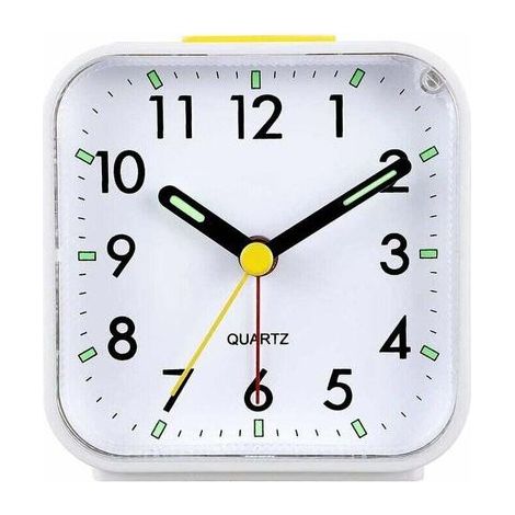 Réveil analogique silencieux sans tic-tac, réveil en douceur, bips sonores, augmentation du volume, fonctions de répétition et d'éclairage à piles, réglage facile, blanc, Ensoleillé (1/5)
