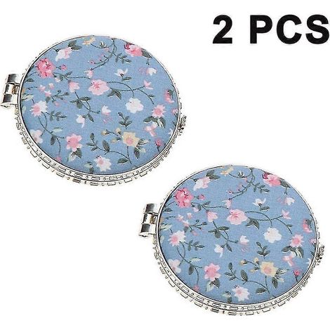 Lot de 2 miroirs compacts portables, miroirs cosmétiques double face, style rétro, petits, miroirs de maquillage pliables double face (1/3)