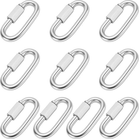 Lot de 10 mousquetons à vis M8, en acier inoxydable 304, fermeture à vis M8, 18 mm, largeur intérieure 74,5 mm, longueur 600 kg, capacité de charge : argent, pour le camping, le bateau, la (1/5)