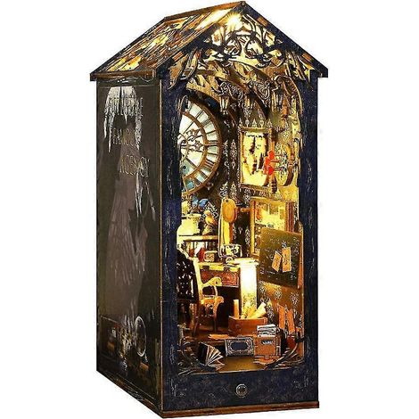 Kit d'angle de lecture à monter soi-même, insert d'angle pour étagère de lecture à monter soi-même, avec éclairage, puzzle décoratif en bois 3D (1/5)