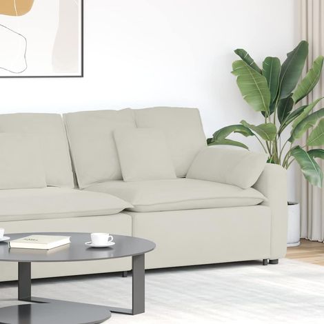 Modulares Sofa Endmodul mit Armlehne Kissen Creme 100 cm