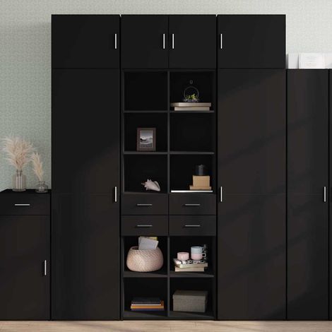 vidaXL Buffet haut noir 70x42,5x185 cm bois d'ingénierie (1/5)
