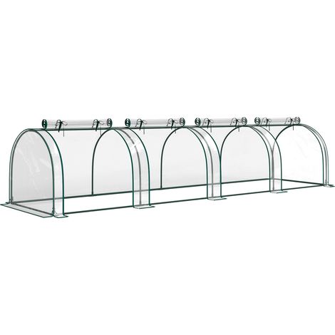 Mini serre de jardin pour tomates 4L x 1l x 0,80H m, acier et PVC anti-UV, 4 fenêtres à fermeture éclair enroulables, vert et transparent (1/5)