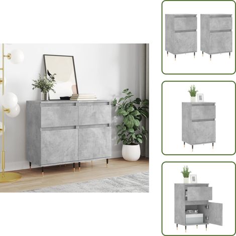 Sideboards 2 Stk. Betongrau 40x35x70 cm Holzwerkstoff - Sideboard - Wohnwand - Regal - Wohnzimmerdeko - Betongrau (1/5)