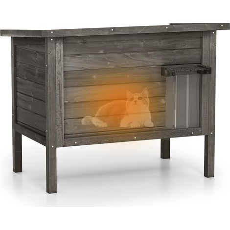 Cuccia per gatti da esterno isolata, rifugio per gatti in legno con isolamento in polistirolo, camera doppia, tetto apribile in asfalto, per gattini