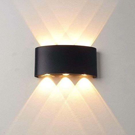 Moderne LED-Wandleuchte für den Innen- und Außenbereich, warmweiß, 6 W, schwarzes Gehäuse, wasserdicht (IP65), Aluminium - Crezuo (1/4)