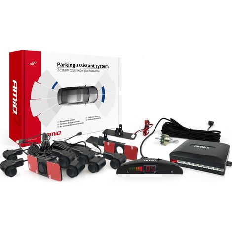 Kit de sensores de estacionamiento traseros LED, 8 sensores, negro, interno, 16,5 mm, amio-02256 (1/5)