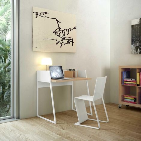 Bureau, Blanc et Chêne, 90x60x88 cm (1/5)