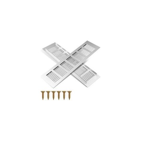 2 Pièces Grille Aération Aluminium Blanc 80x250mm, Grille Ventilation Rectangulaire pour Porte ou Armoire, Grilles d'Aération Avec Trous de Fixation pour Meubles, Cuisine et Réfrigérateur (1/5)