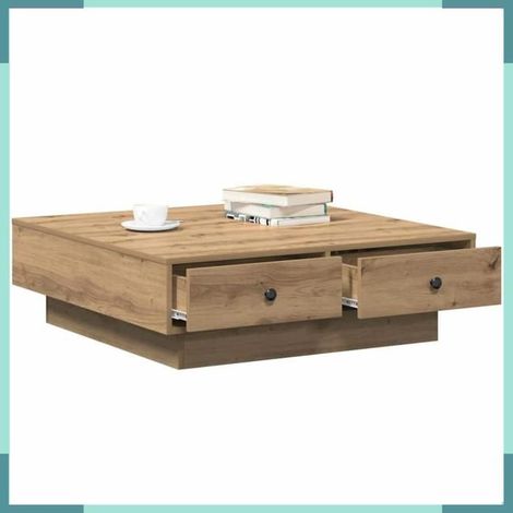 Table basse - 868803 - Chêne artisanal - 90x90x28 cm - Bois d'ingénierie (1/5)
